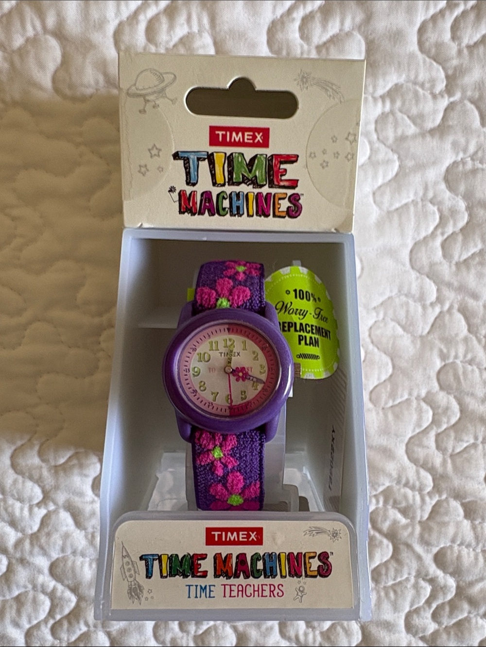 Timex Kids Purple Watch with Pink Floral Strap